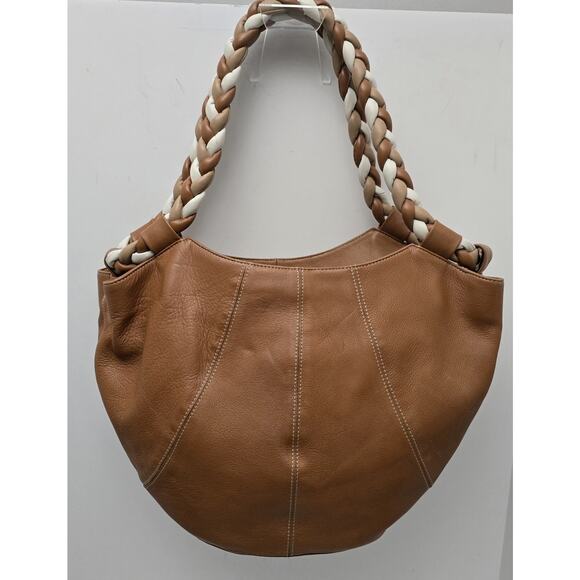 Aqua Madonna Handbags - AQUA MADONNA Tan Cow Hide Leather Satchel Bag Women's Shoulder Bag Large